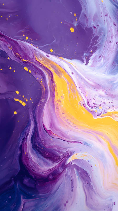抽象的紫色和黄色液体艺术图片