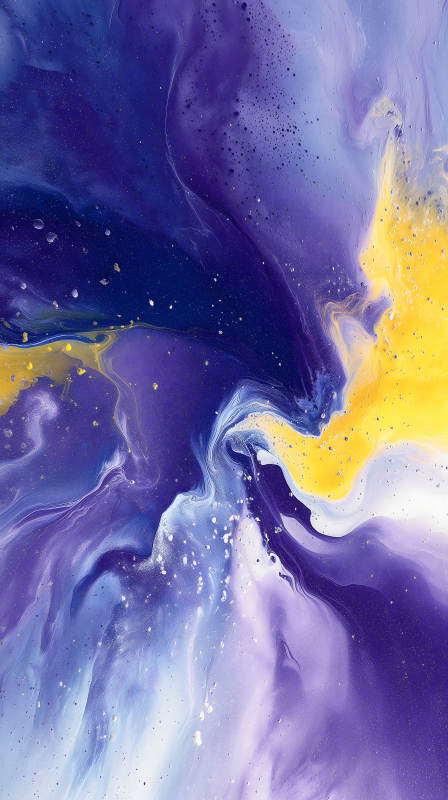 抽象蓝色液体与黄色渐变纹理艺术图片