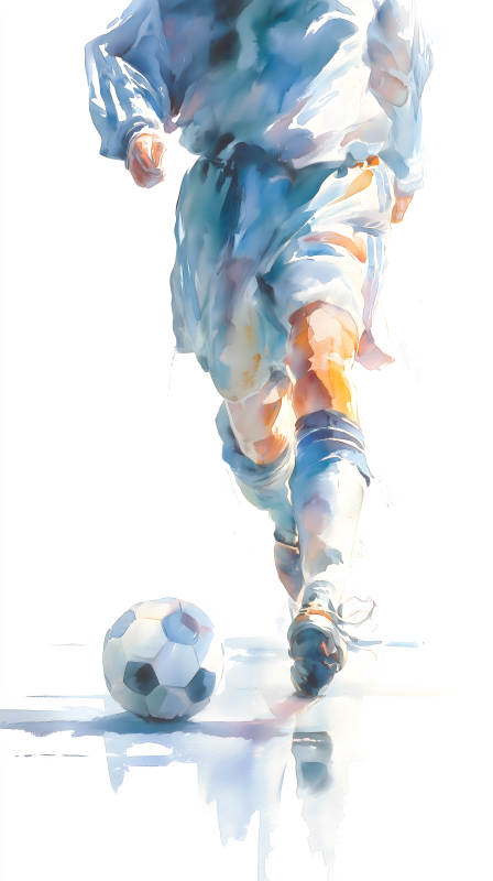 足球运动员带球冲刺画面图片