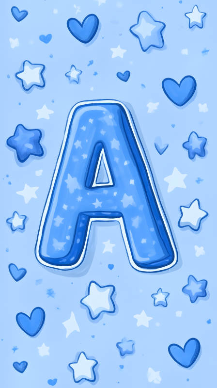 可爱的蓝色字母A图案图片