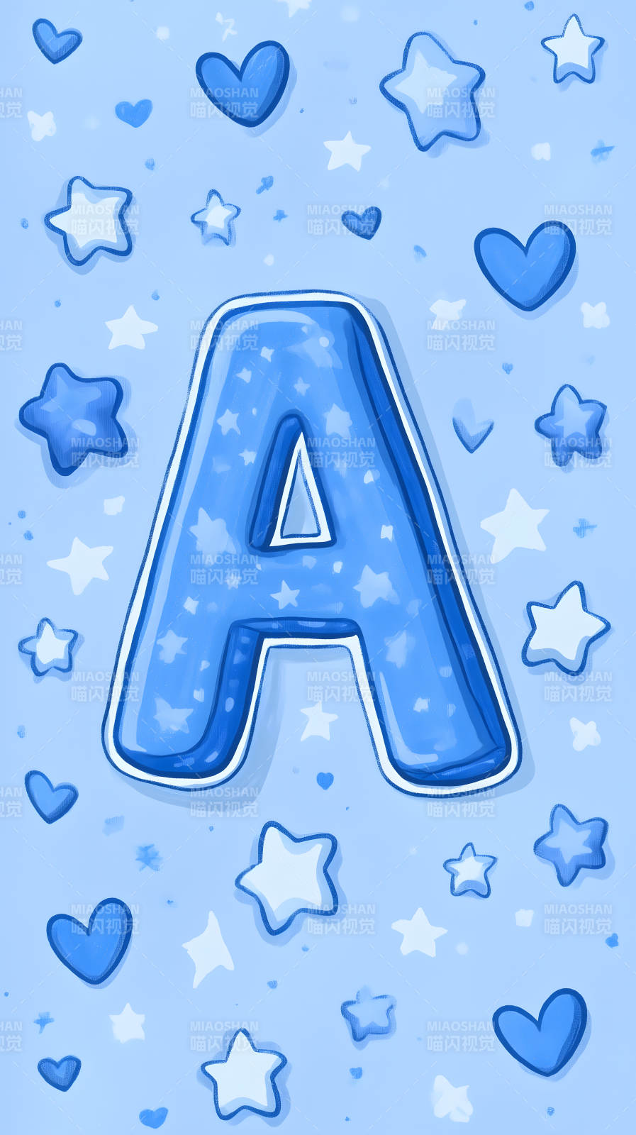 可爱的蓝色字母A图案图片