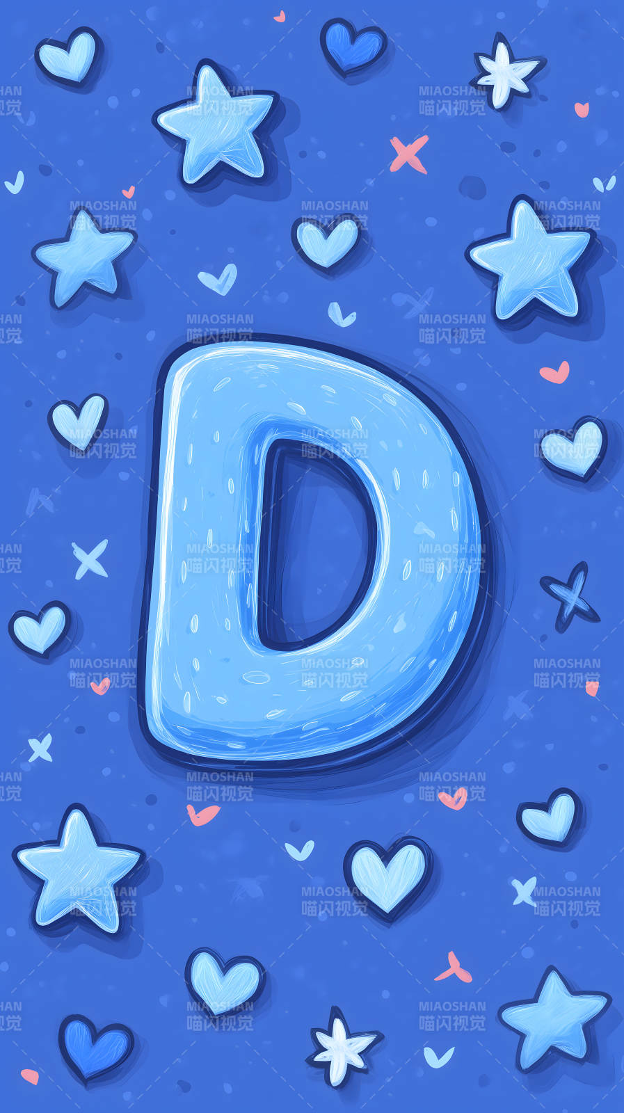 蓝色背景上的字母D图片