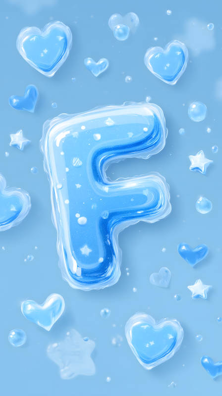 梦幻蓝色水滴字母F图片