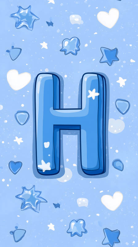 蓝色背景上的字母H和装饰图片