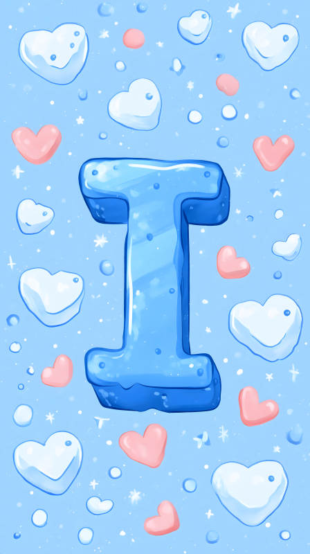 冰块字母I与爱心图片