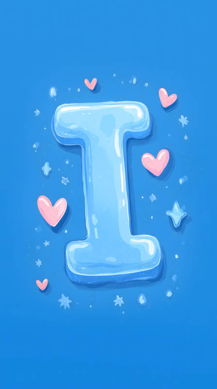 可爱的蓝色字母I装饰图片