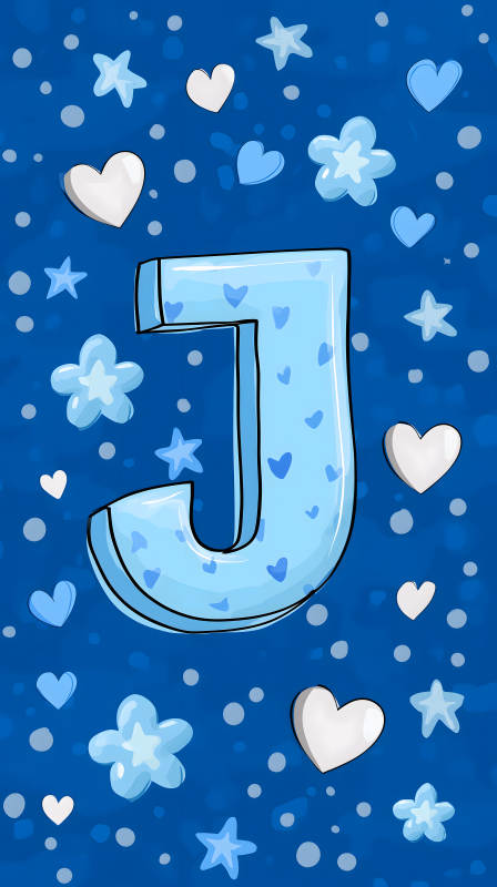 蓝色背景上的字母J装饰图片