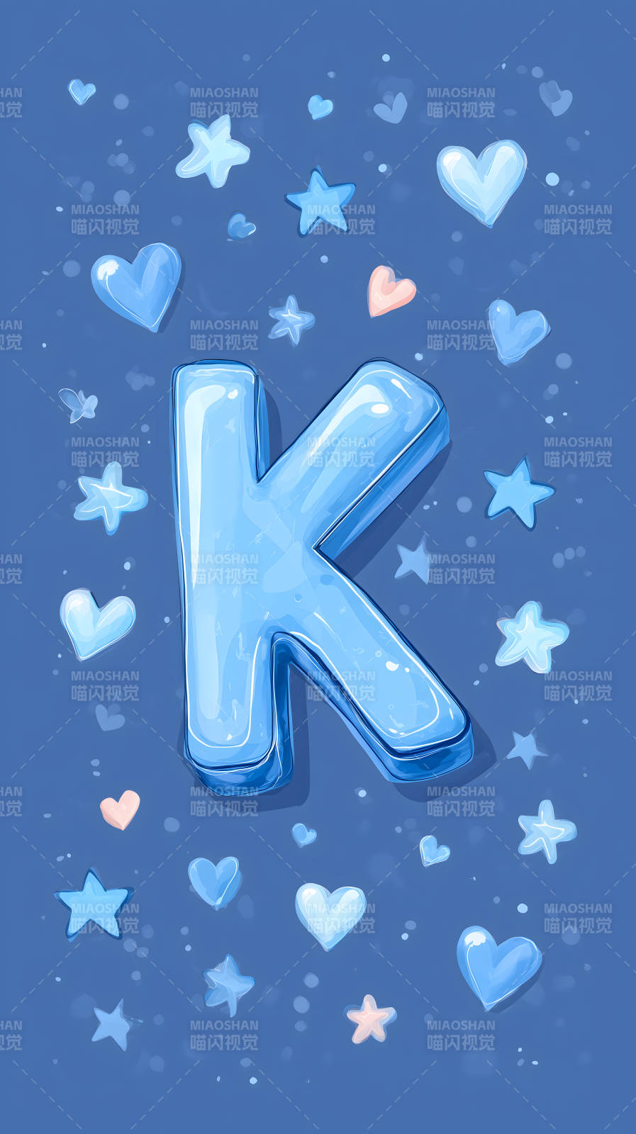 蓝色背景上的字母K图片