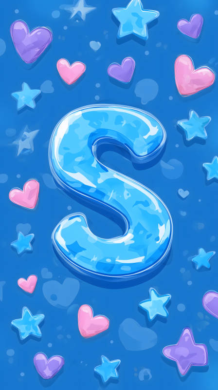 蓝色背景上的字母S图片