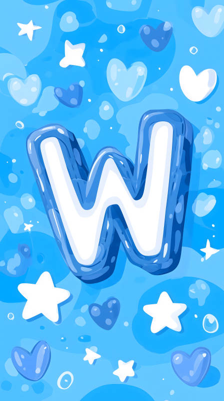 蓝色背景字母W装饰图片