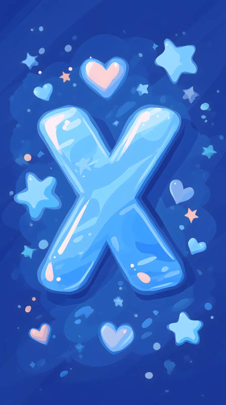 梦幻蓝X字母与星心图片