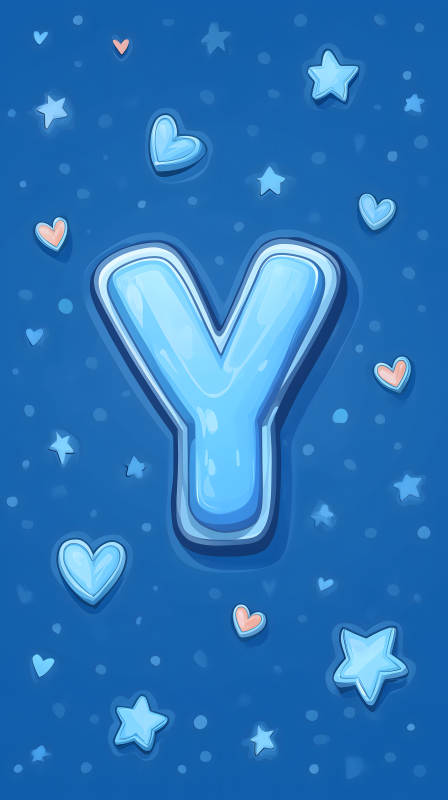 蓝色背景上的字母Y和星星图片