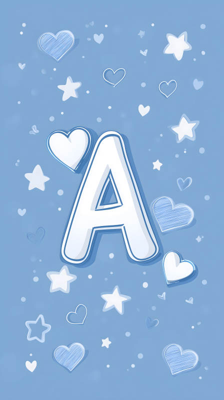 可爱的字母A和星星爱心图片