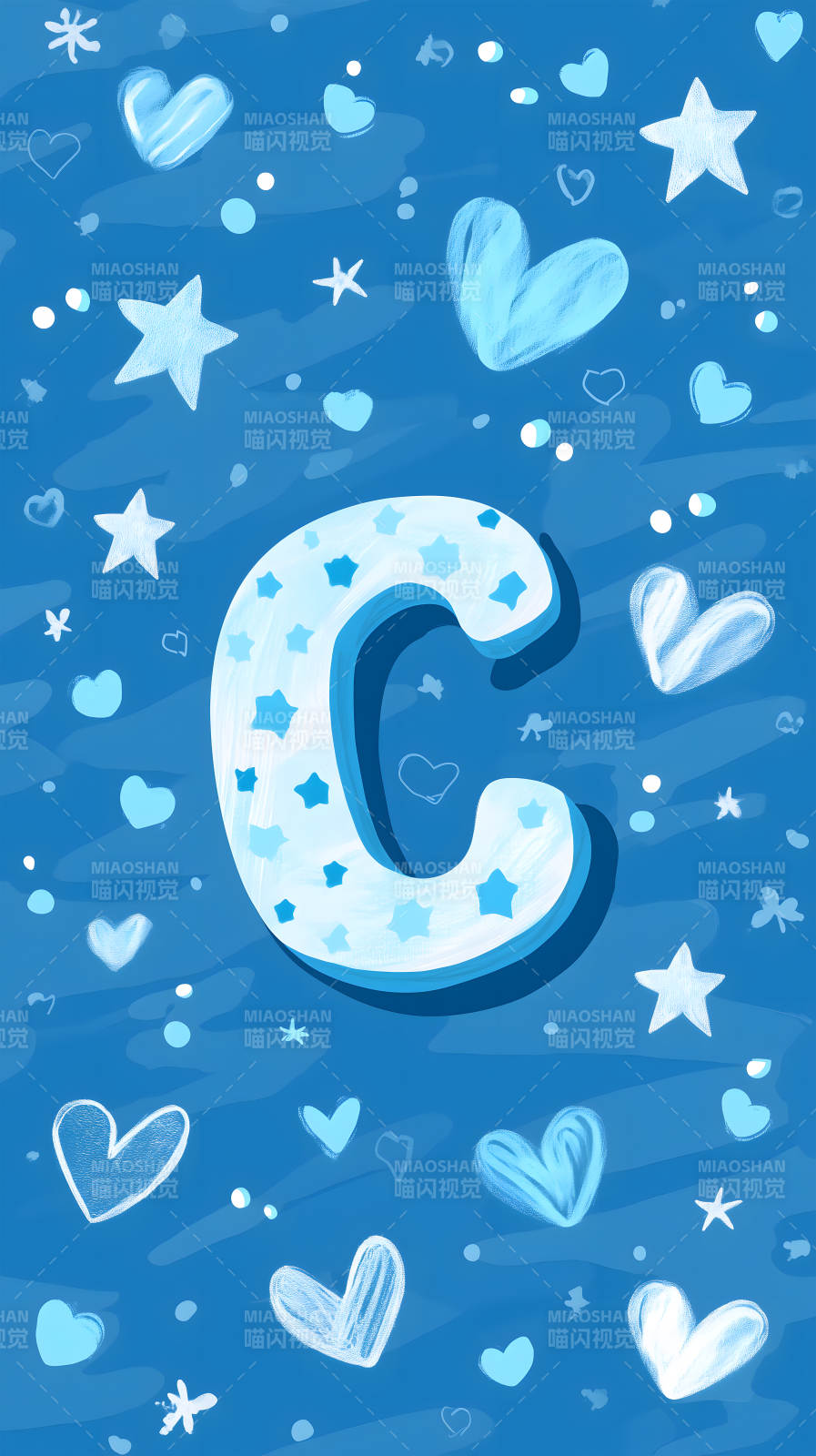 蓝色背景上的字母C图片