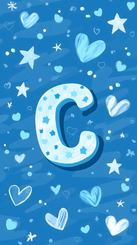 蓝色背景上的字母C图片
