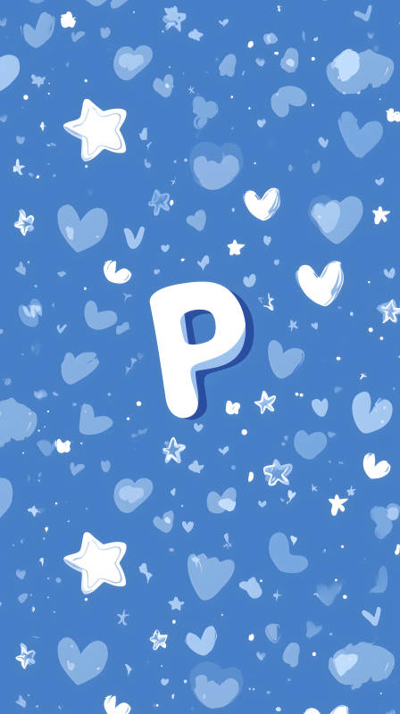蓝色背景上的字母P和图案图片