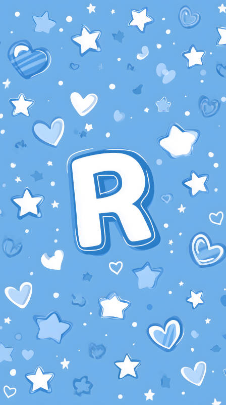 蓝色背景上的字母R和星星图片