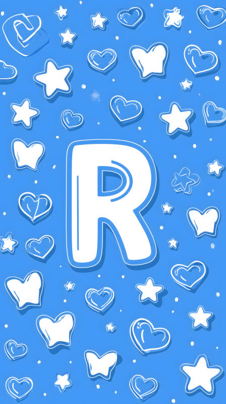 蓝色背景上的字母R和图案图片
