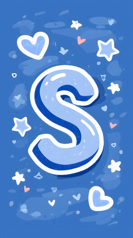蓝色背景下可爱的字母S图片