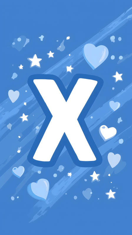 蓝色背景上的字母X图片