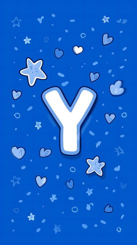 蓝色背景上的字母Y和装饰图片