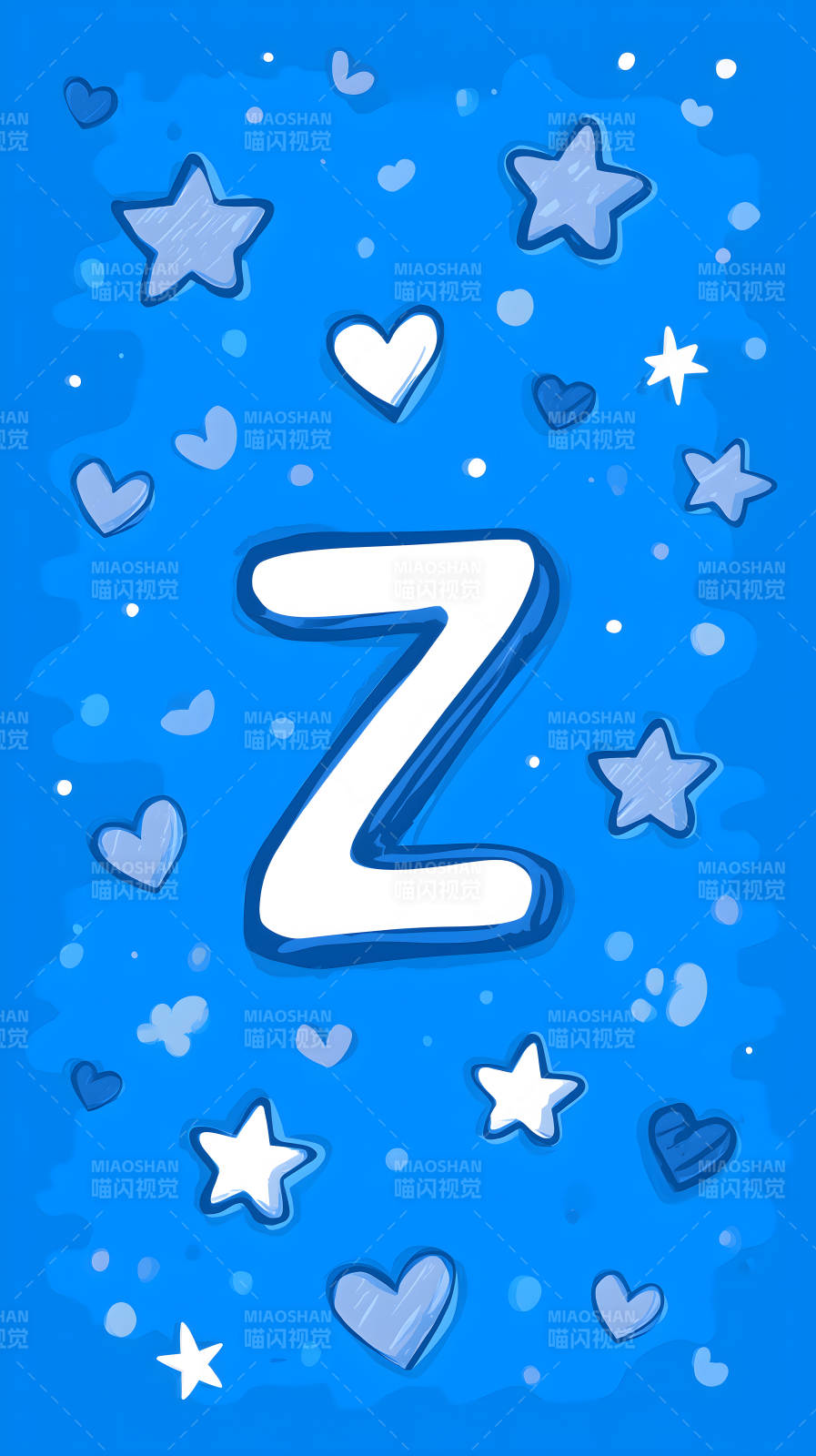 蓝色背景上的字母Z和星星图片