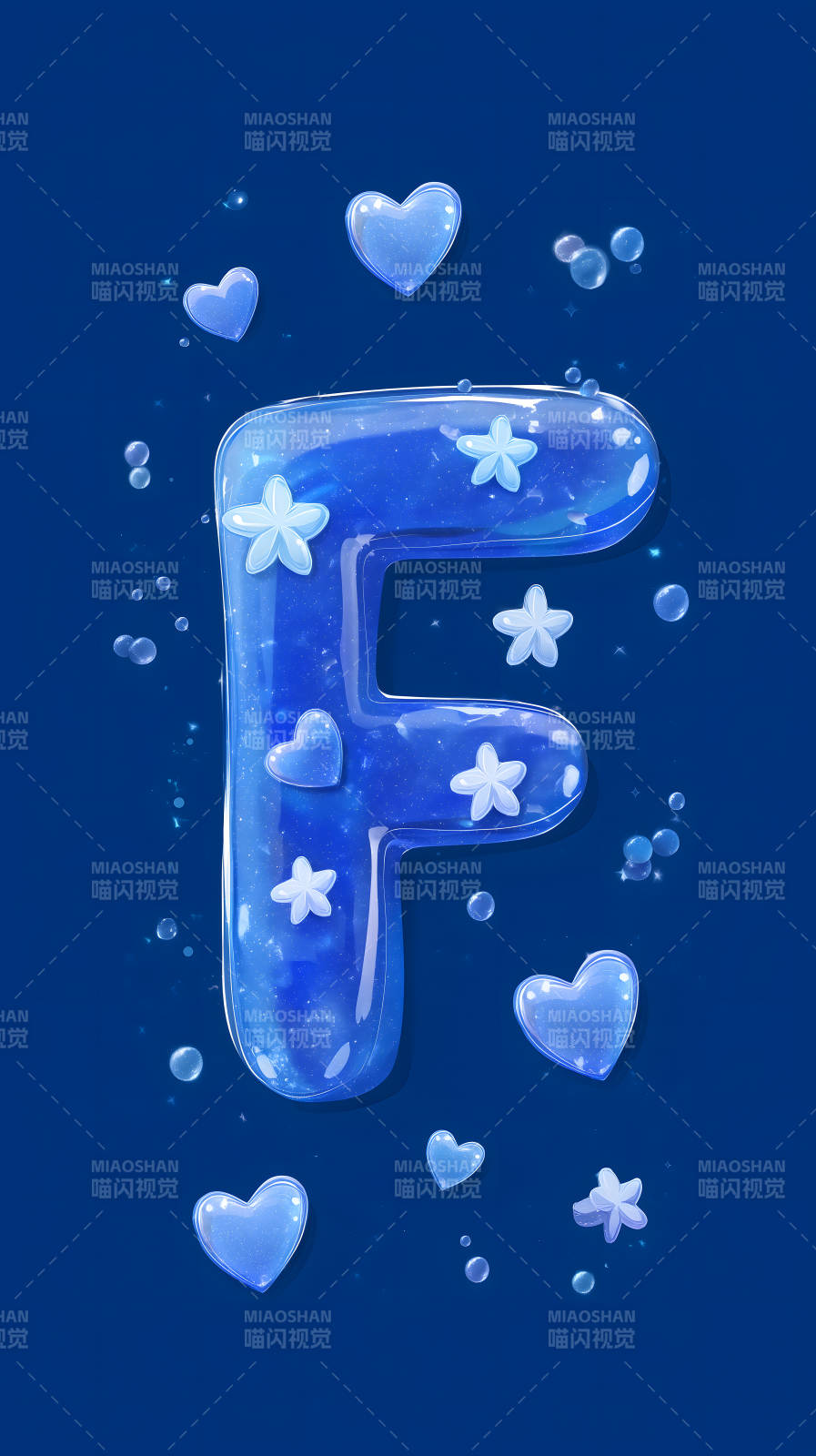 梦幻蓝色字母F装饰图片