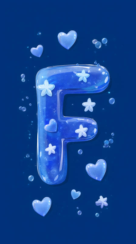 梦幻蓝色字母F装饰图片