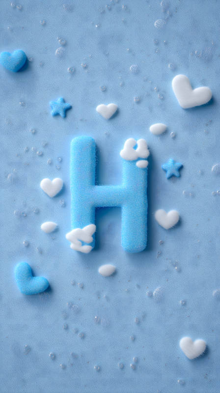 蓝色背景上的字母H和装饰图片