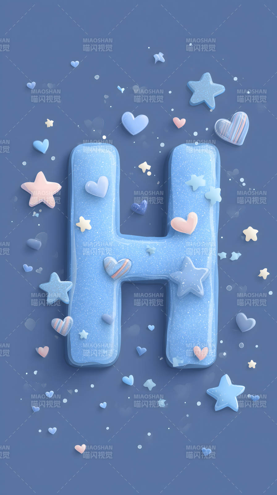 梦幻蓝粉色字母H装饰图片