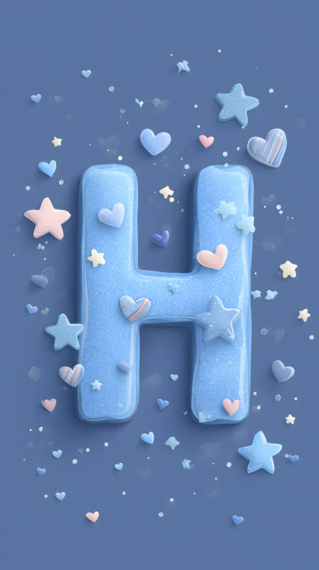 梦幻蓝粉色字母H装饰图片