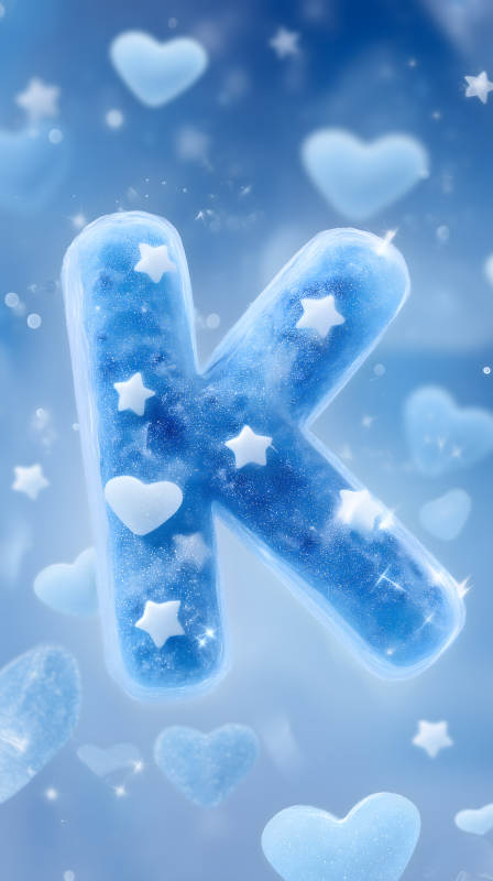 梦幻蓝色字母K与星心图片