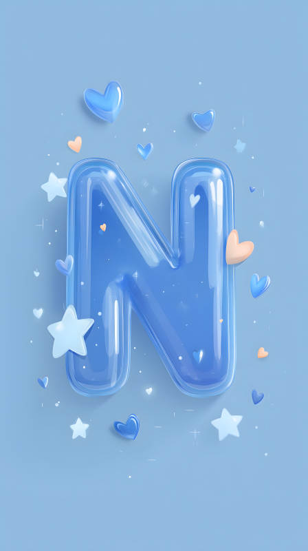 梦幻蓝色字母N装饰图片