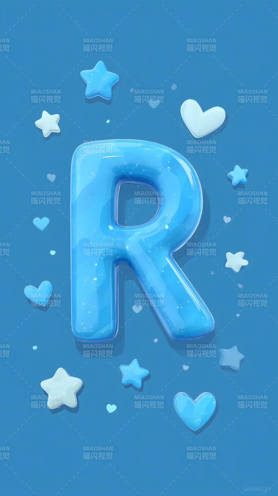 梦幻蓝色字母R装饰图片