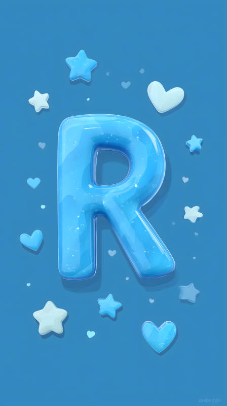 梦幻蓝色字母R装饰图片