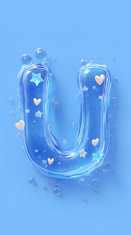清凉夏日水滴字母U图片