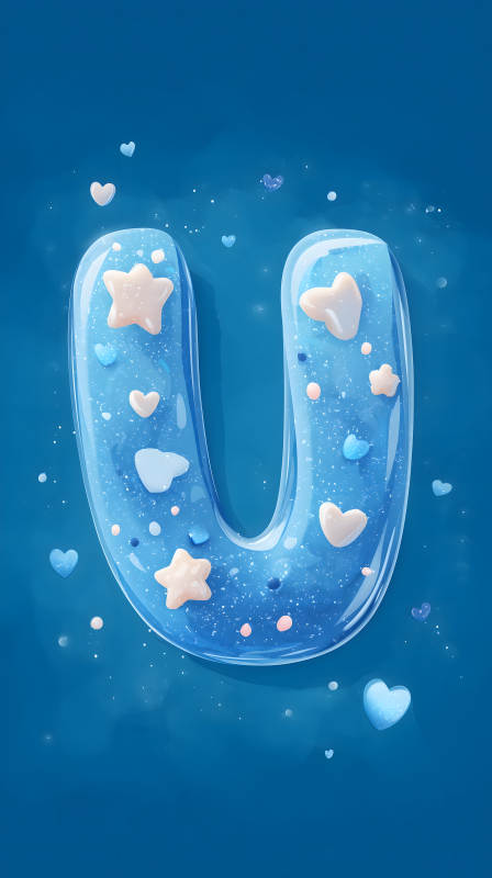 梦幻蓝色字母U装饰图片