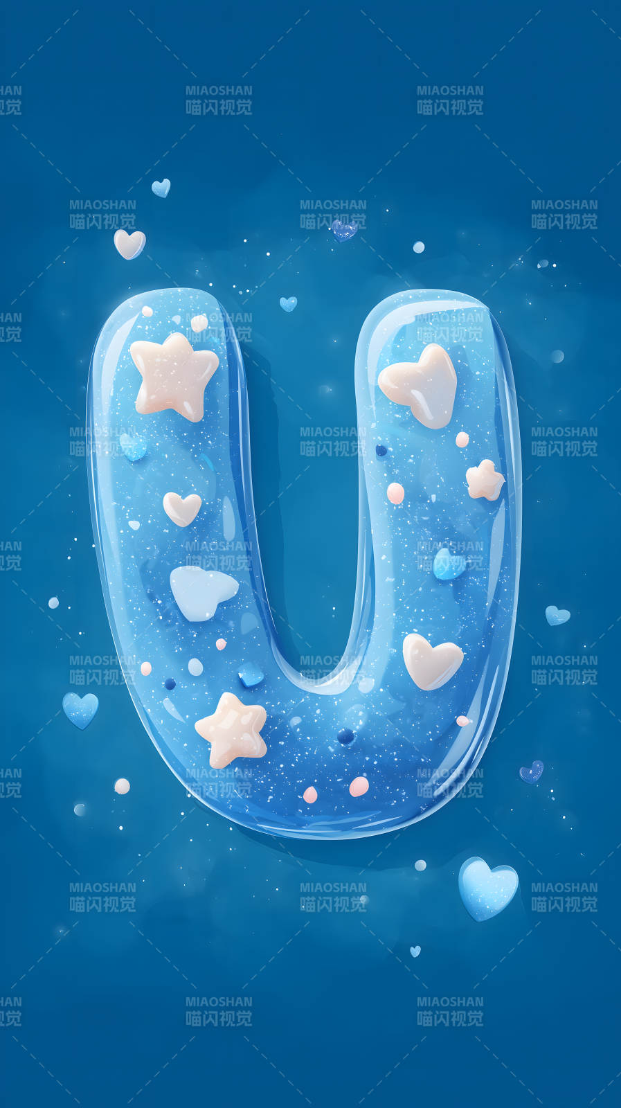 梦幻蓝色字母U装饰图片