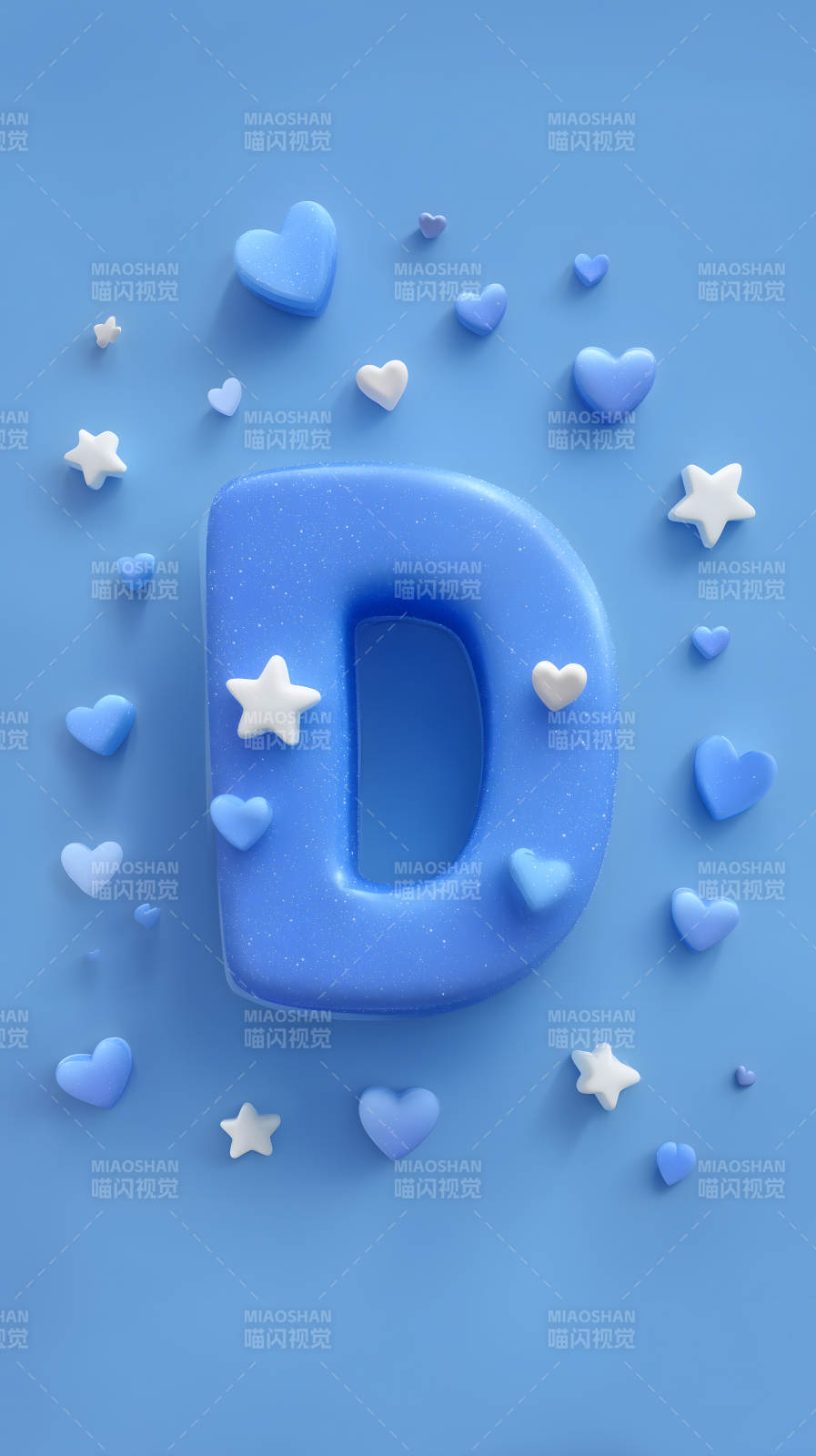 蓝色背景下的字母D装饰图片