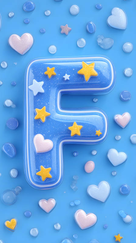 梦幻蓝色背景字母F图片