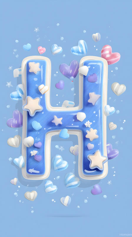 蓝色糖果字母H装饰图片