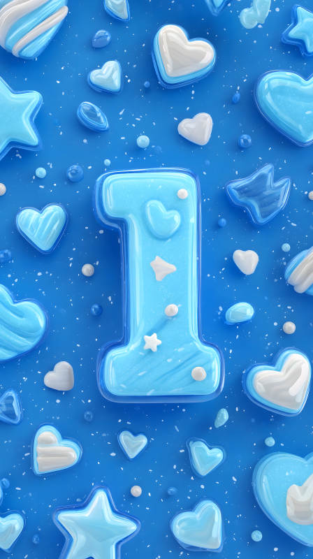 蓝色背景上的数字一图片