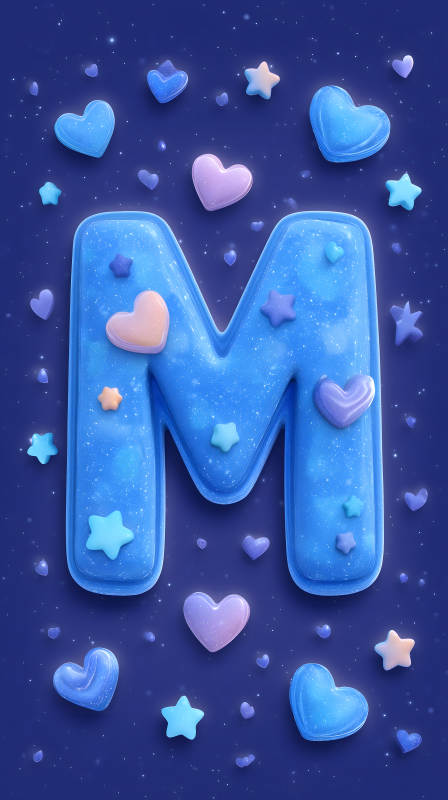 闪耀星空下的梦幻字母M图片