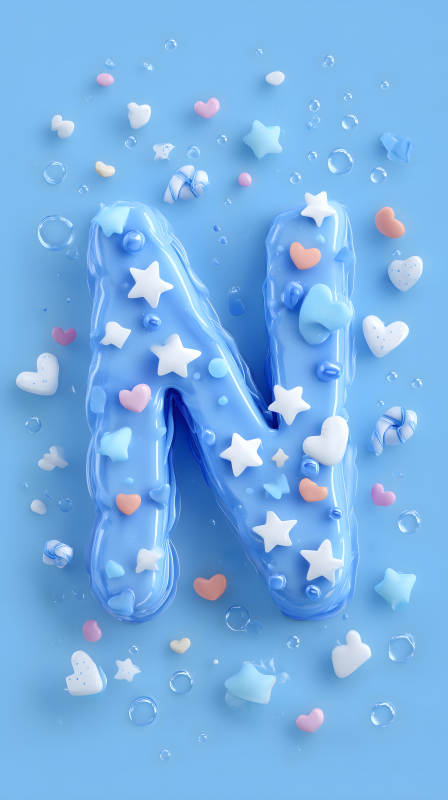 蓝色糖果字母N装饰图片