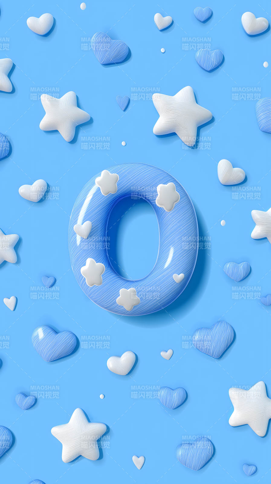 可爱的蓝色字母O装饰图片