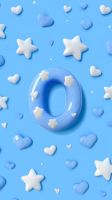 可爱的蓝色字母O装饰图片