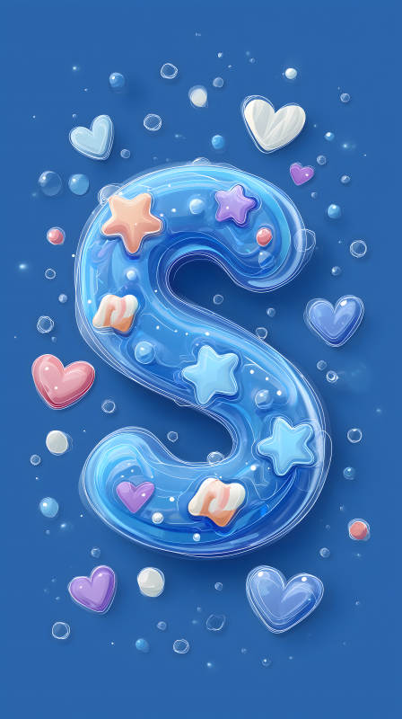 梦幻蓝色字母S装饰图片