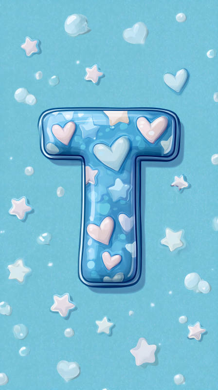 梦幻蓝色字母T装饰图片