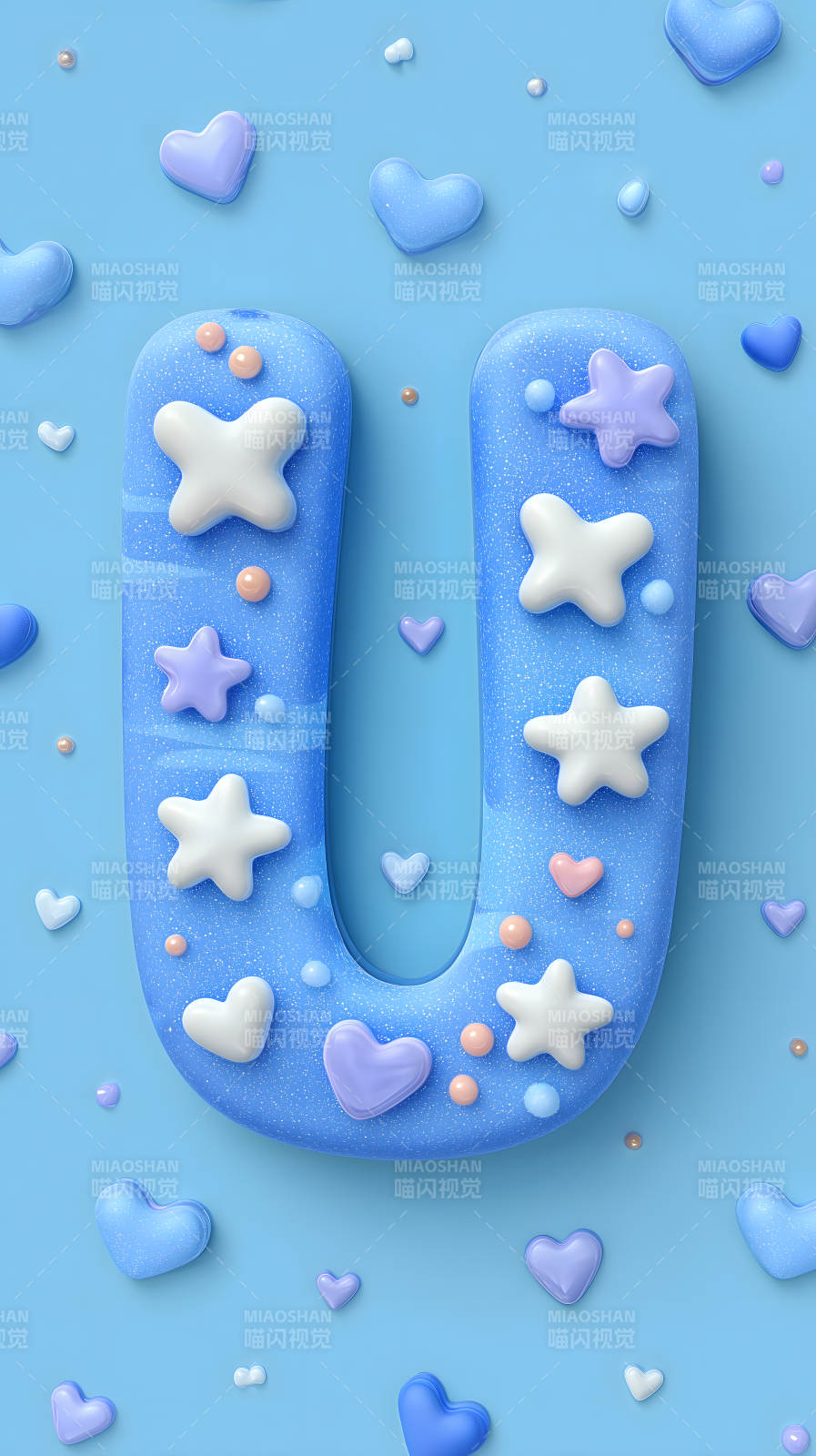 梦幻蓝紫色字母U装饰图片