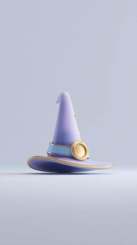 紫色魔法师帽子3D渲染图图片